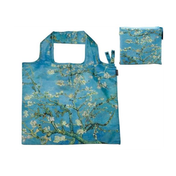 FRI.40566 ECO bevásárló táska újrahasznosított műanyag palackból,48x60cm,összehajtva 15x12cm-es tasakban, Van Gogh:Mandulavirágzás