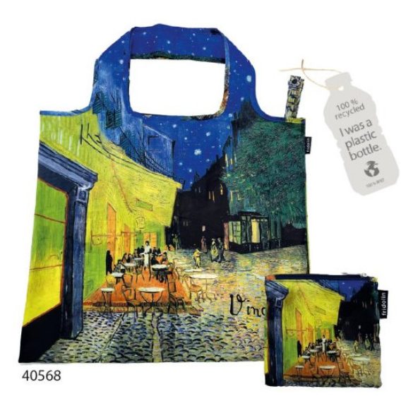 FRI.40568 ECO bevásárló táska újrahasznosított műanyag palackból,48x60cm,összehajtva:15x12cm,Van Gogh:Kávéház éjjel