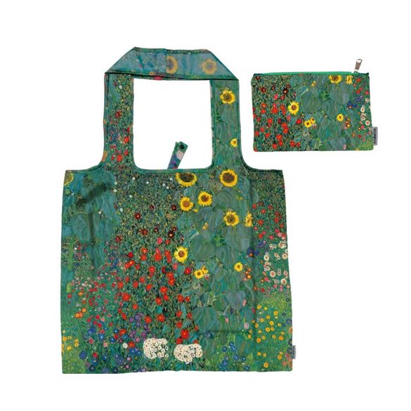 FRI.40583 ECO bevásárló táska újrahasznosított műanyag palackból 48x60cm összehajtva 15x12cm-es tasakban,Klimt:Kert napraforgókkal