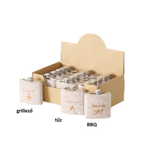 B.G.2055306 BBQ laposüveg 170ml, fém (rozsdamentes acél), textil bevonattal, 3x11x9,8cm