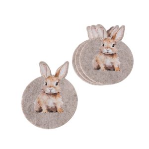 B.G.2056089 Nyuszis poháralátát 10x13cm, 4 db-os, polyester, Hansi