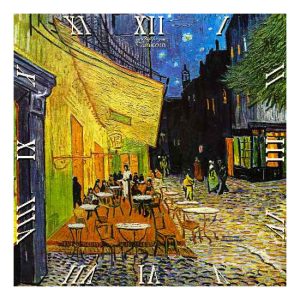 D.I.19-23 Üveg falióra 30x30cm,Van Gogh:Kávéház éjjel