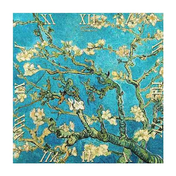 D.I.19-24 Üveg falióra 30x30cm,Van Gogh:Mandulavirágzás