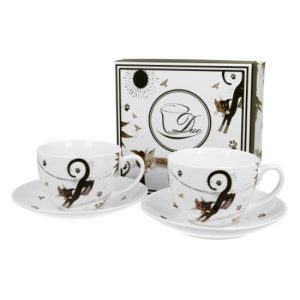 D.G.25194 Porceláncsésze+alj, 2500ml, 2személyes, dobozban, Charming Cats