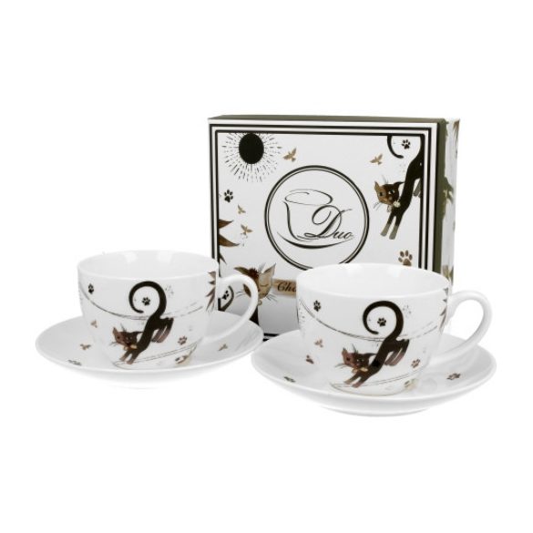 D.G.25194 Porceláncsésze+alj, 2500ml, 2személyes, dobozban, Charming Cats