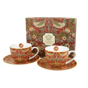 D.G.28164 Porceláncsésze+alj 300ml, 2 személyes dobozban,William Morris: Strawberry Thief Red