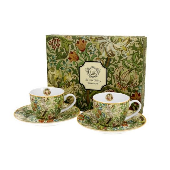 D.G.28553 Porceláncsésze+alj , 100ml, 2 személyes, dobozban, William Morris:Golden Lilly