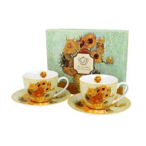 D.G.28010 Porceláncsésze+alj 280ml, 2 személyes dobozban,Van Gogh:Napraforgók