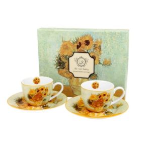 D.G.28027 Porceláncsésze+alj 110ml, 2 személyes dobozban, Van Gogh: Napraforgók