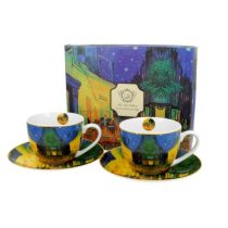   D.G.28041 Porceláncsésze+alj 280ml, 2 személyes, dobozban, Van Gogh: Kávéház éjjel