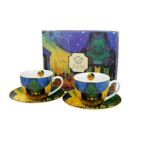 D.G.28041 Porceláncsésze+alj 280ml, 2 személyes, dobozban, Van Gogh: Kávéház éjjel