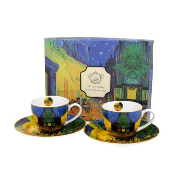 D.G.28058 Porceláncsésze+alj 100ml, 2 személyes dobozban, Van Gogh: Kávéház éjjel