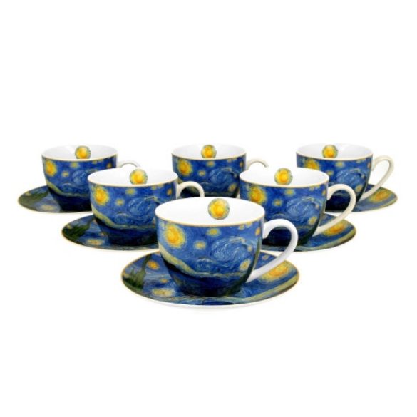 D.G.28065 Porceláncsésze+alj 250ml, 6 személyes dobozban, Van Gogh: Csillagos éj