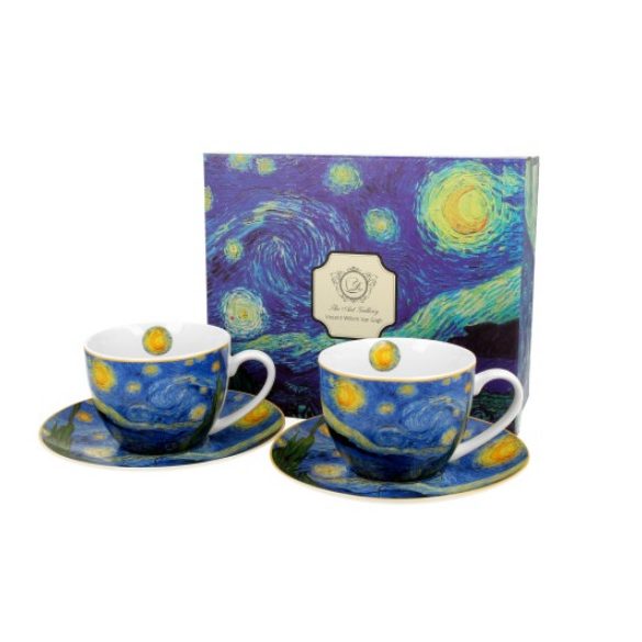 D.G.28072 Porceláncsésze+alj, 280ml, 2 személyes, dobozban, Van Gogh:Csillagos éj