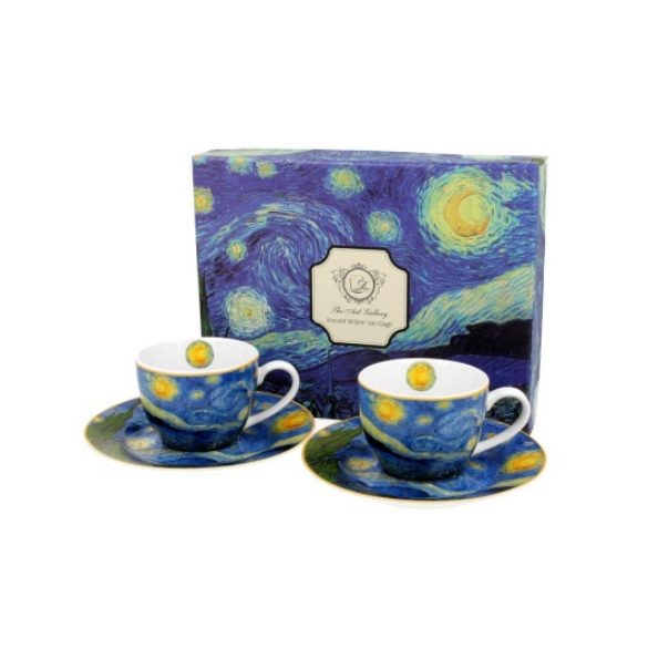 D.G.28089 Porceláncsésze+alj 110ml, 2 személyes dobozban, Van Gogh: Csillagos éj