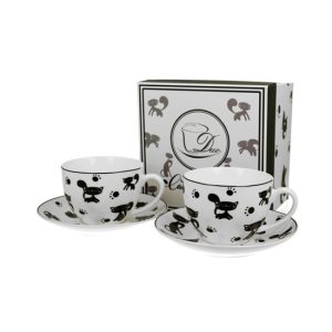 D.G.33229 Porceláncsésze+alj, 250ml, 2 személyes, dobozban, Koty Czarne