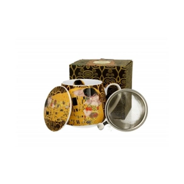 D.G.33397 Porcelánbögre tetővel, fémszűrővel, 430ml, dobozban, Klimt: The Kiss