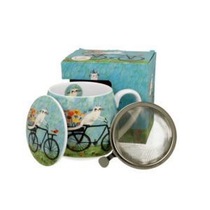 D.G.34516 Porcelánbögre tetővel,fémszűrővel,430ml,dobozban, Bicycle