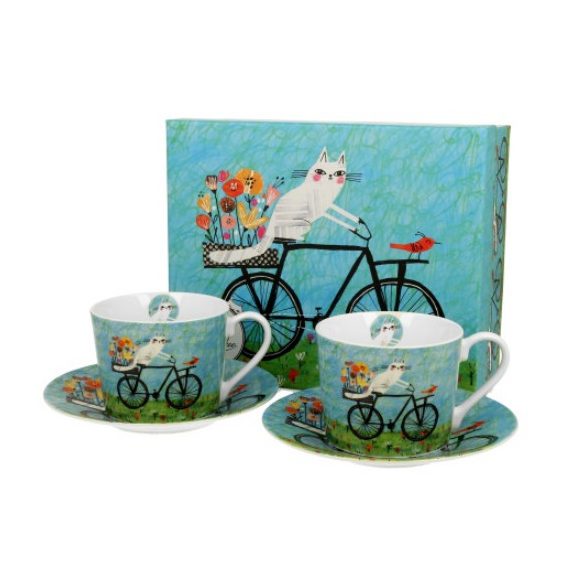 D.G.34530 Porceláncsésze+alj,230ml,2 személyes dobozban, Bicycle