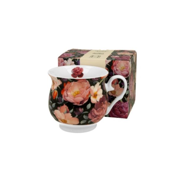 D.G.34820 Porcelánbögre 400ml, dobozban, Spring Roses Black