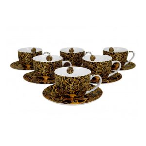 D.G.35568 Porceláncsésze+alj, 250ml, 6 személyes, dobozban, Klimt: Életfa