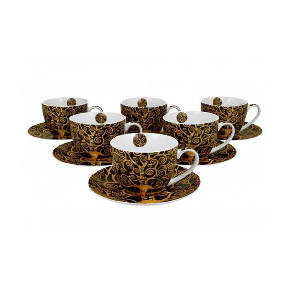 D.G.35568 Porceláncsésze+alj, 250ml, 6 személyes, dobozban, Klimt: Életfa