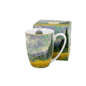 D.G.35889 Porcelánbögre 380ml, dobozban, Van Gogh: Búzaföld Ciprusokkal