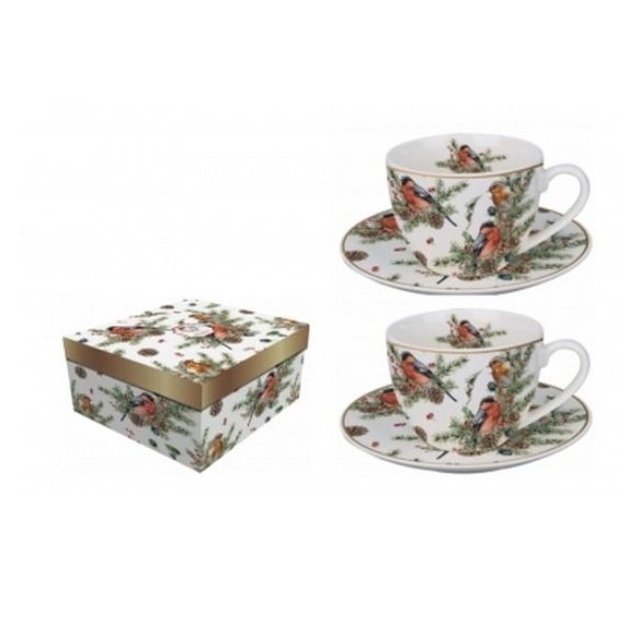 D.G.36183 Porceláncsésze+alj 280ml, 2 személyes, dobozban, Christmas Birds