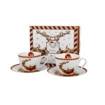   D.G.36381 Porceláncsésze+alj, 250ml, 2 személyes, dobozban, Santa on Sleigh