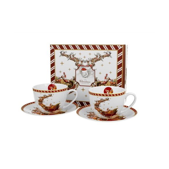 D.G.36381 Porceláncsésze+alj, 250ml, 2 személyes, dobozban, Santa on Sleigh