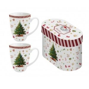 D.G.36619 Porcelánbögre 380ml, 2 db-os szett dobozban, Christmas Tree 2