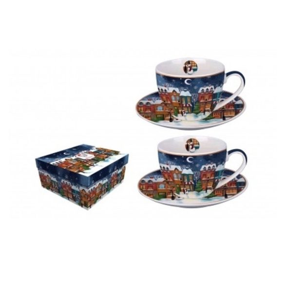 D.G.36084 Porceláncsésze+alj 280ml, 2 személyes, dobozban, Christmas City