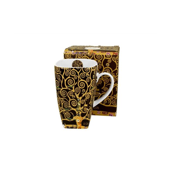 D.G.43365 Porcelánbögre szögletes, 630ml, dobozban, Klimt:Életfa