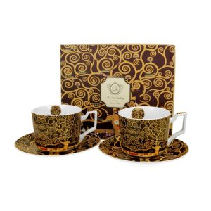 D.G.43303 Porceláncsésze+alj, 270ml, 2 személyes, dobozban, Klimt:Életfa