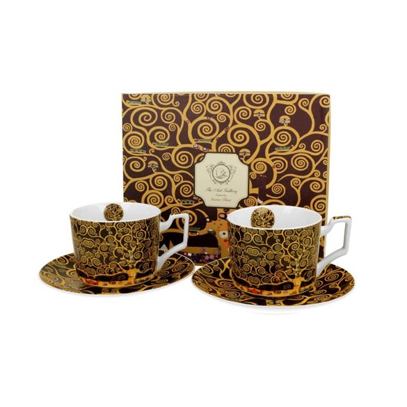 D.G.43303 Porceláncsésze+alj, 270ml, 2 személyes, dobozban, Klimt:Életfa