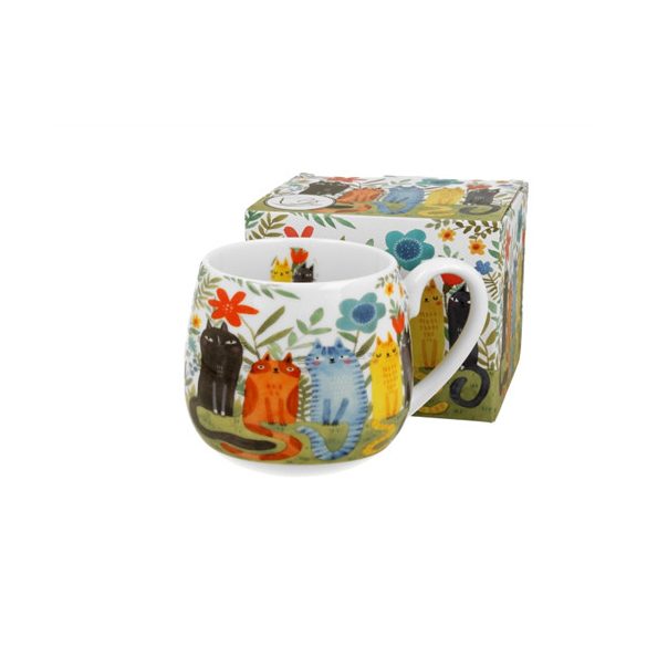 D.G.43952 Porcelánbögre 430ml, dobozban, Garden Felines