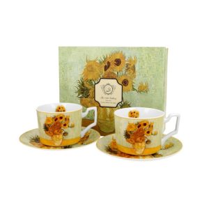 D.G.44171 Porceláncsésze+alj, 270ml, 2 személyes, dobozban, Van Gogh:Napraforgók