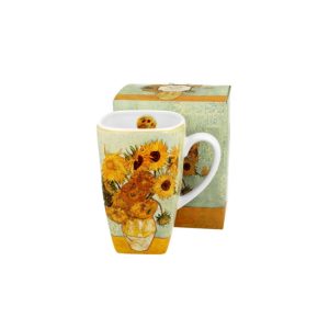 D.G.44188 Porcelánbögre szögletes, 630ml, dobozban, Van Gogh:Napraforgók