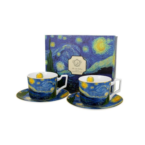 D.G.44232 Porceláncsésze+alj,250ml,2 személyes,dobozban, Van Gogh:Csillagos éj