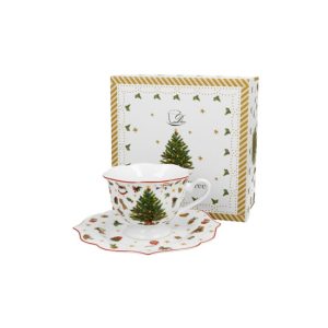 D.G.51407 Porceláncsésze+alj, 190ml, dobozban Christmas Tree