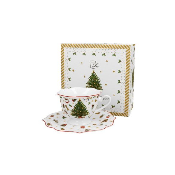 D.G.51407 Porceláncsésze+alj, 190ml, dobozban Christmas Tree