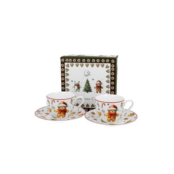 D.G.51056 Porceláncsésze+alj, 90ml, 2 személyes, dobozban, Christmas Cuties