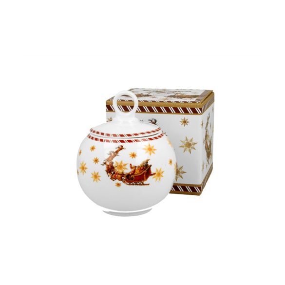 D.G.52329 Porcelán keksztároló 12cm, 700ml, dobozban, Santa on Sleigh