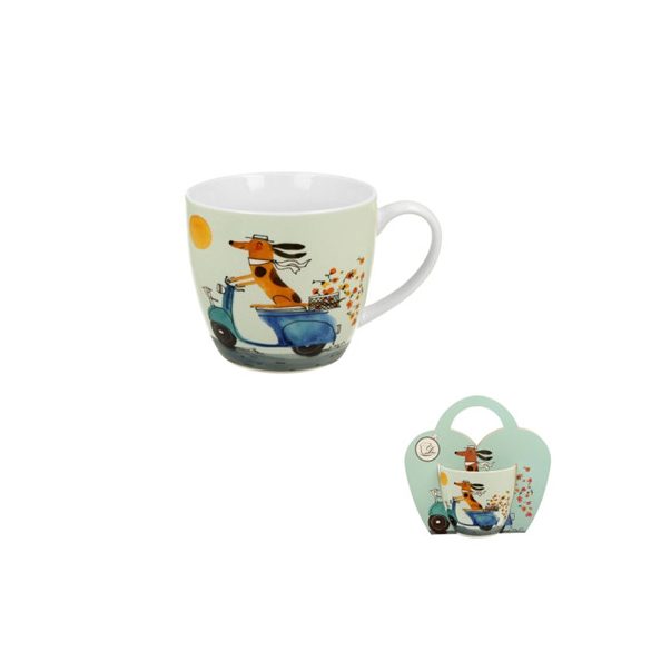 D.G.53838 Porcelánbögre 460ml, díszcsomagolásban, Dog on a scooter