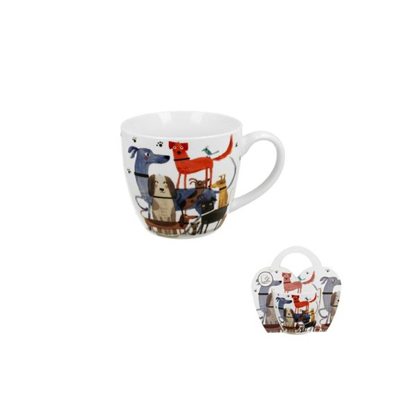 D.G.53913 Porcelánbögre 460ml, díszcsomagolásban, Dog walk