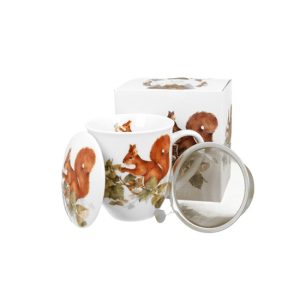 D.G.56532 Porcelánbögre tetővel, fémszűrővel, 400ml, dobozban, Squirrel