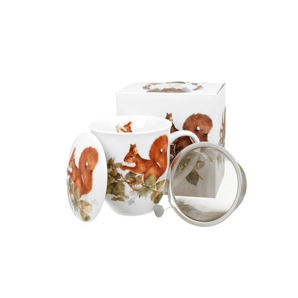 D.G.56532 Porcelánbögre tetővel, fémszűrővel, 400ml, dobozban, Squirrel