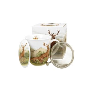 D.G.56501 Porcelánbögre tetővel, fémszűrővel, 400ml, dobozban, Deer