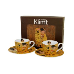 D.G.56921 Porceláncsésze+alj, 110ml, 2 személyes, dobozban, Klimt: The Kiss