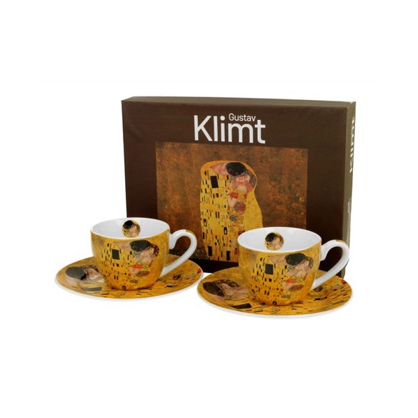 D.G.56921 Porceláncsésze+alj, 110ml, 2 személyes, dobozban, Klimt: The Kiss